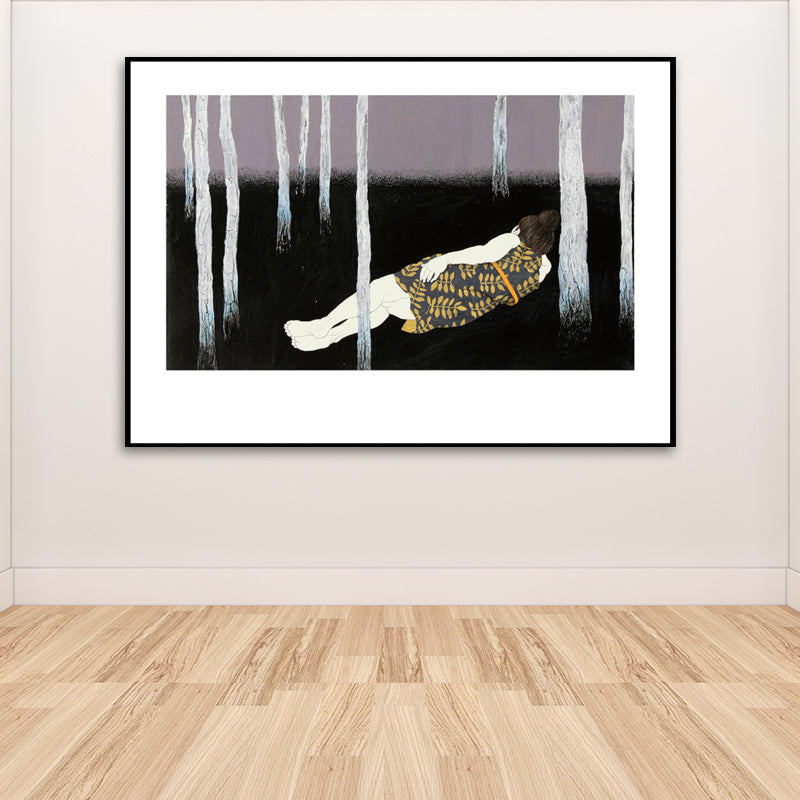 Illustrations People Wall Art Cartoon Textured Canvas Print in Pastel Color for Bedroom Clearhalo 'Art Gallery' 'Canvas Art' 'Kids' Arts' 1652508