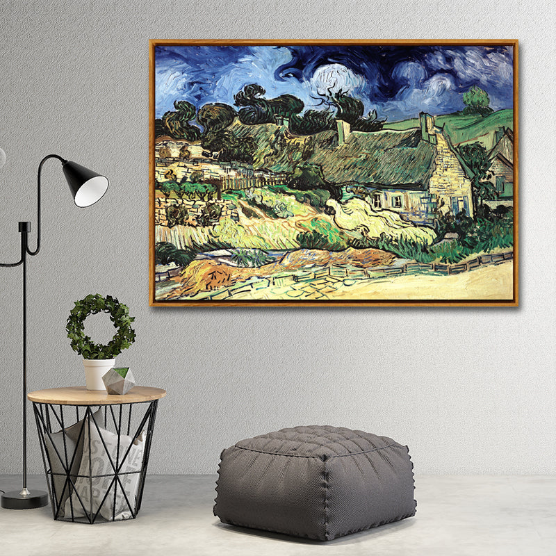 Oil Painting Rural Landscape Art Print for Family Room, Green-Blue, Textured Surface Green Design 1 Clearhalo 'Art Gallery' 'Canvas Art' 'Country Art Gallery' 'French Country' 'Rustic' Arts' 1652535