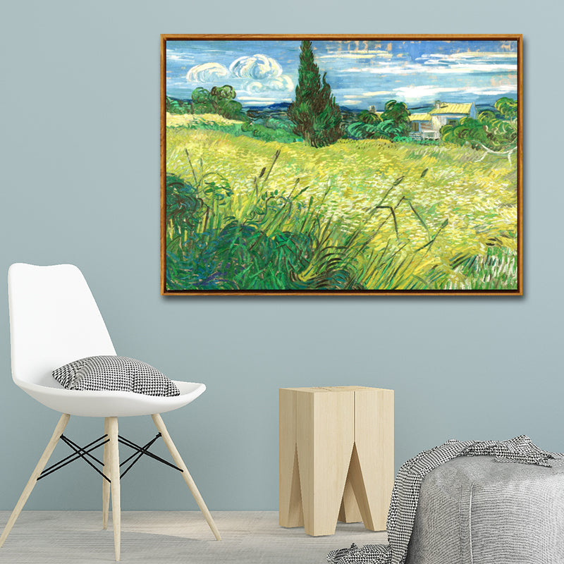 Oil Painting Rural Landscape Art Print for Family Room, Green-Blue, Textured Surface Green Design 2 Clearhalo 'Art Gallery' 'Canvas Art' 'Country Art Gallery' 'French Country' 'Rustic' Arts' 1652542