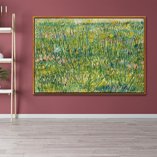 Oil Painting Rural Landscape Art Print for Family Room, Green-Blue, Textured Surface Clearhalo 'Art Gallery' 'Canvas Art' 'Country Art Gallery' 'French Country' 'Rustic' Arts' 1652547