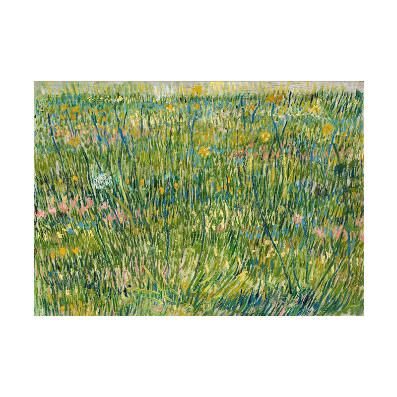 Oil Painting Rural Landscape Art Print for Family Room, Green-Blue, Textured Surface Clearhalo 'Art Gallery' 'Canvas Art' 'Country Art Gallery' 'French Country' 'Rustic' Arts' 1652549