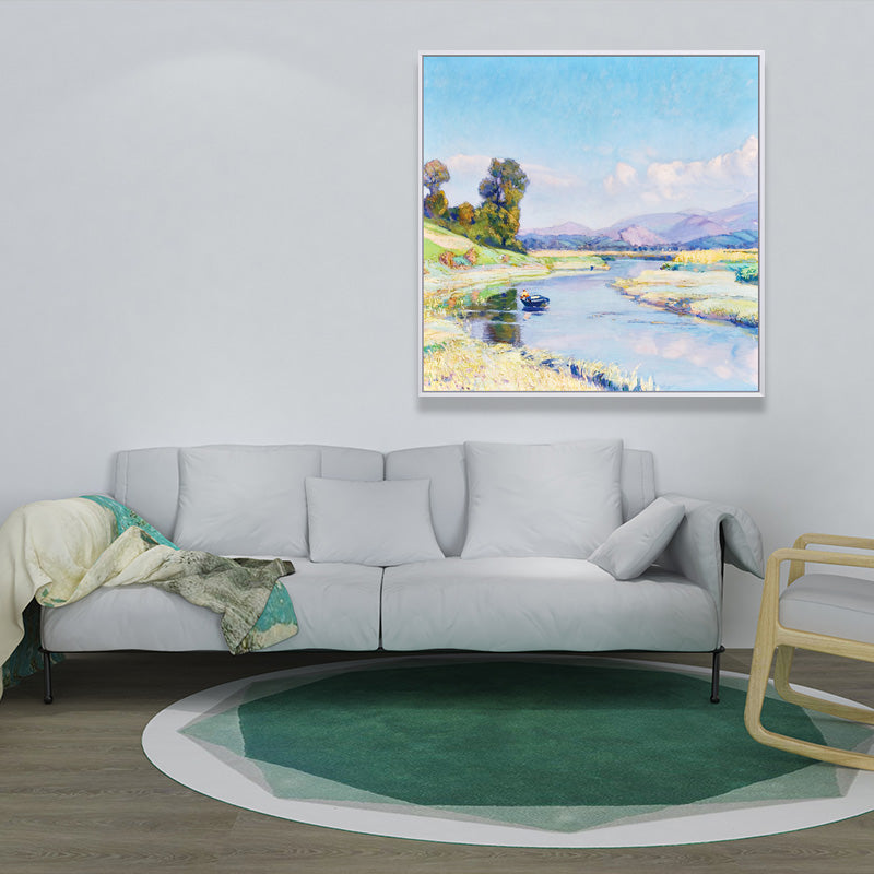 Farmhouse Wall Art Yellow Monet Scenery Painting Print Canvas for House Interior Blue Clearhalo 'Art Gallery' 'Canvas Art' 'Country Art Gallery' 'French Country' 'Rustic' Arts' 1652550