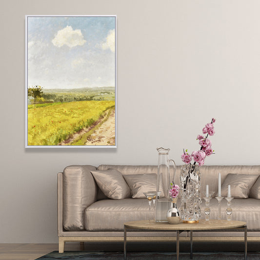 Rustic Road Painting Wall Art Canvas Print Textured Yellow Wall Decor for Living Room Clearhalo 'Art Gallery' 'Canvas Art' 'Country Art Gallery' 'French Country' 'Rustic' Arts' 1652566