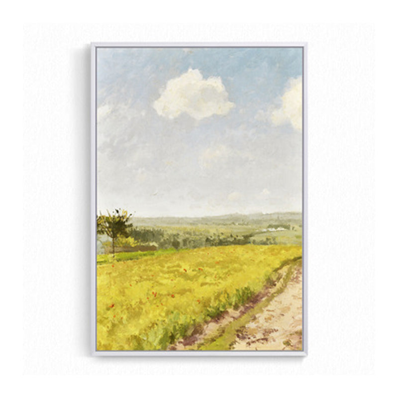 Rustic Road Painting Wall Art Canvas Print Textured Yellow Wall Decor for Living Room Clearhalo 'Art Gallery' 'Canvas Art' 'Country Art Gallery' 'French Country' 'Rustic' Arts' 1652568