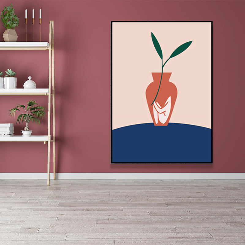 Plant in the Vase Canvas Blue Scandinavian Wall Art for Living Room, Multiple Sizes Available Clearhalo 'Arts' 'Canvas Art' 1652581