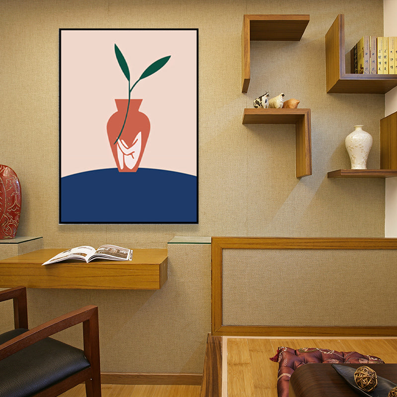 Plant in the Vase Canvas Blue Scandinavian Wall Art for Living Room, Multiple Sizes Available Clearhalo 'Arts' 'Canvas Art' 1652582