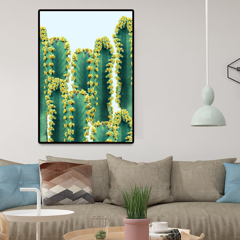 Novelty Cactus Canvas Wall Art for Bedroom Botanix Wall Decoration in Green, Texture Clearhalo 'Art Gallery' 'Canvas Art' 'Contemporary Art Gallery' 'Modern' Arts' 1652588