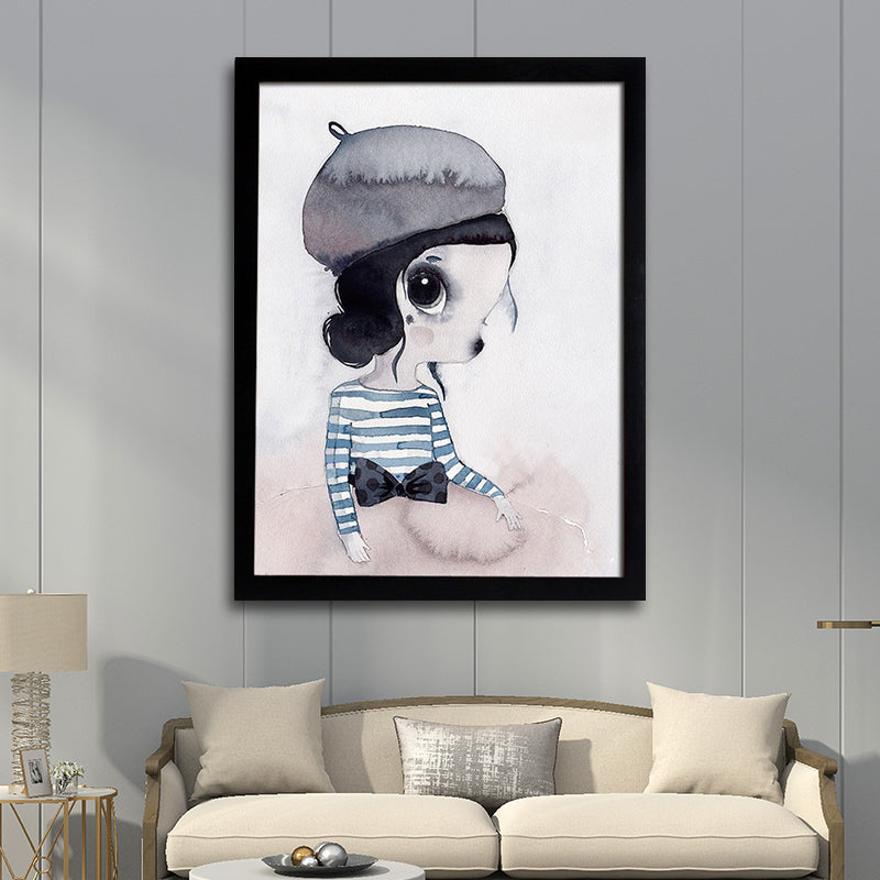 Cartoon Rabbit Painting Canvas Black Textured Wall Art Print for Childrens Bedroom Black Design 1 Clearhalo 'Art Gallery' 'Canvas Art' 'Kids' Arts' 1652605