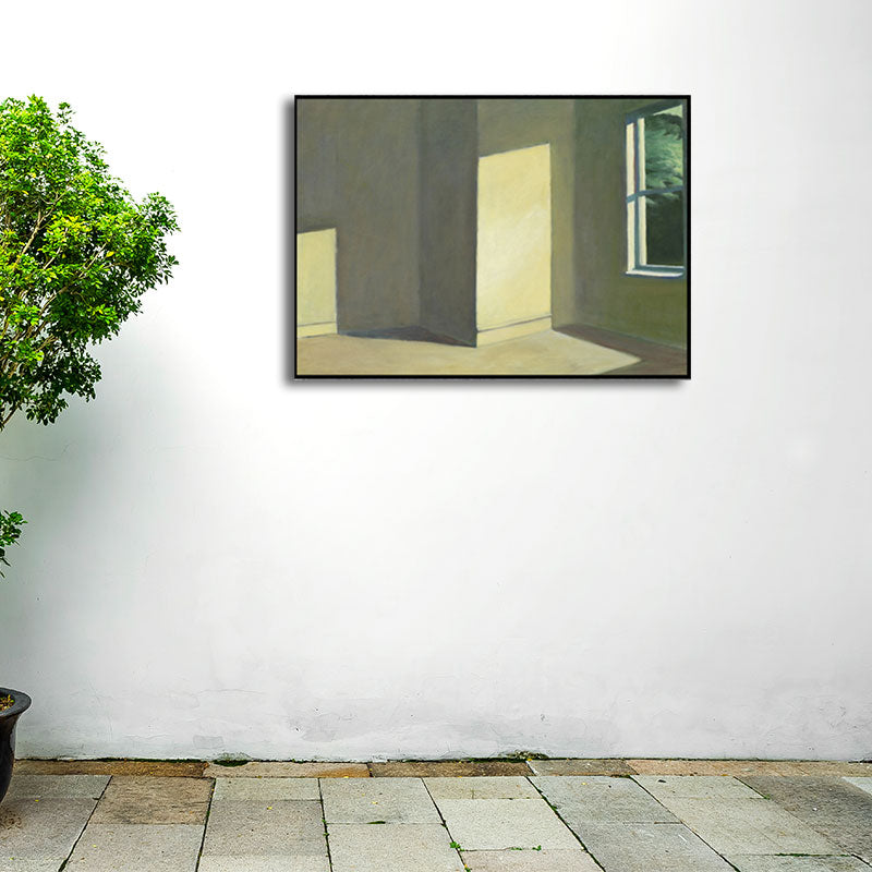 Empty Room with Sunlight Painting Green Canvas Made Wall Art Print, Textured Surface Clearhalo 'Art Gallery' 'Canvas Art' 'Traditional' Arts' 1652614
