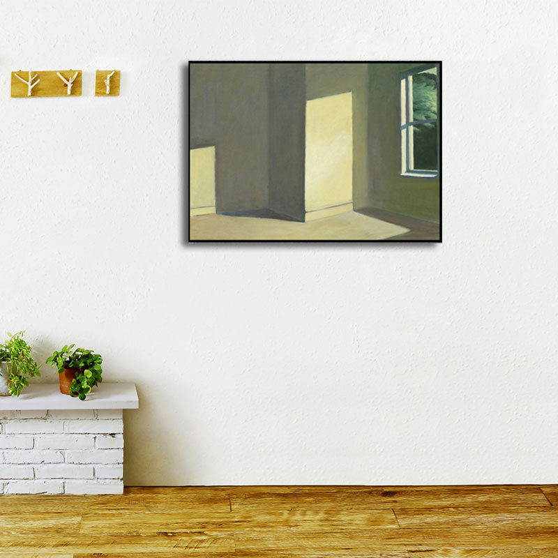 Empty Room with Sunlight Painting Green Canvas Made Wall Art Print, Textured Surface Clearhalo 'Art Gallery' 'Canvas Art' 'Traditional' Arts' 1652615