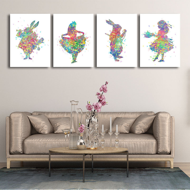 Kids Style Dancer Canvas Art Multicolored Textured Wall Decoration for Living Room - Blue - One Set - Clearhalo - 'Arts' - 'Canvas Art' - 1652620