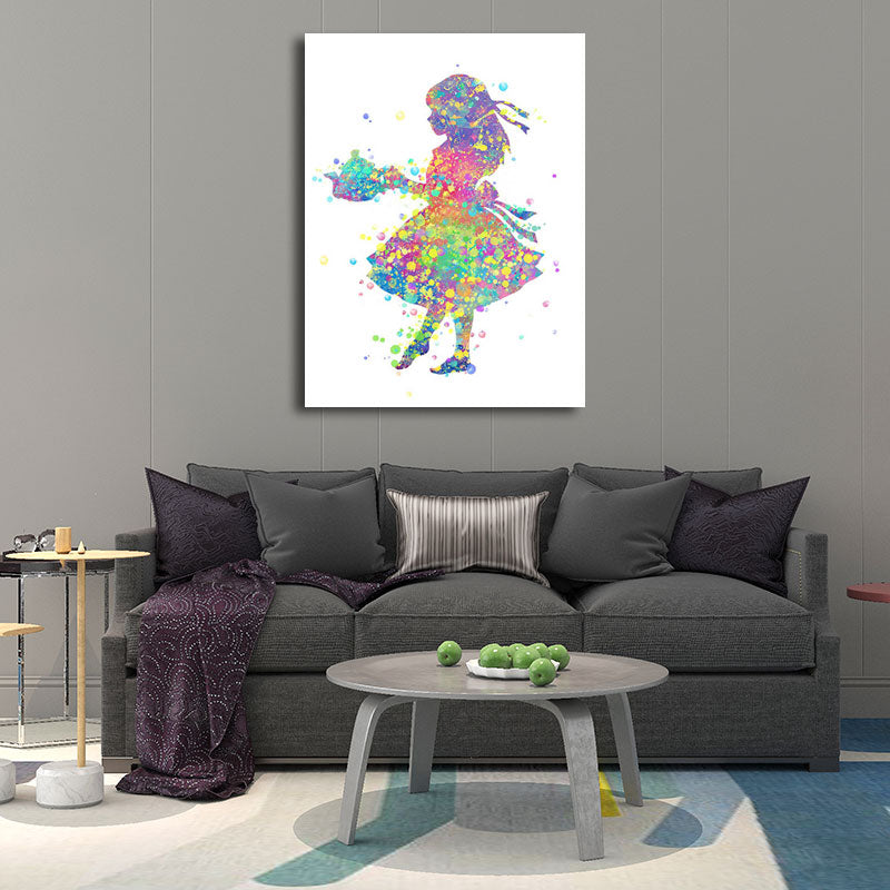 Kids Style Dancer Canvas Art Multicolored Textured Wall Decoration for Living Room Blue Design 2 Clearhalo 'Arts' 'Canvas Art' 1652635