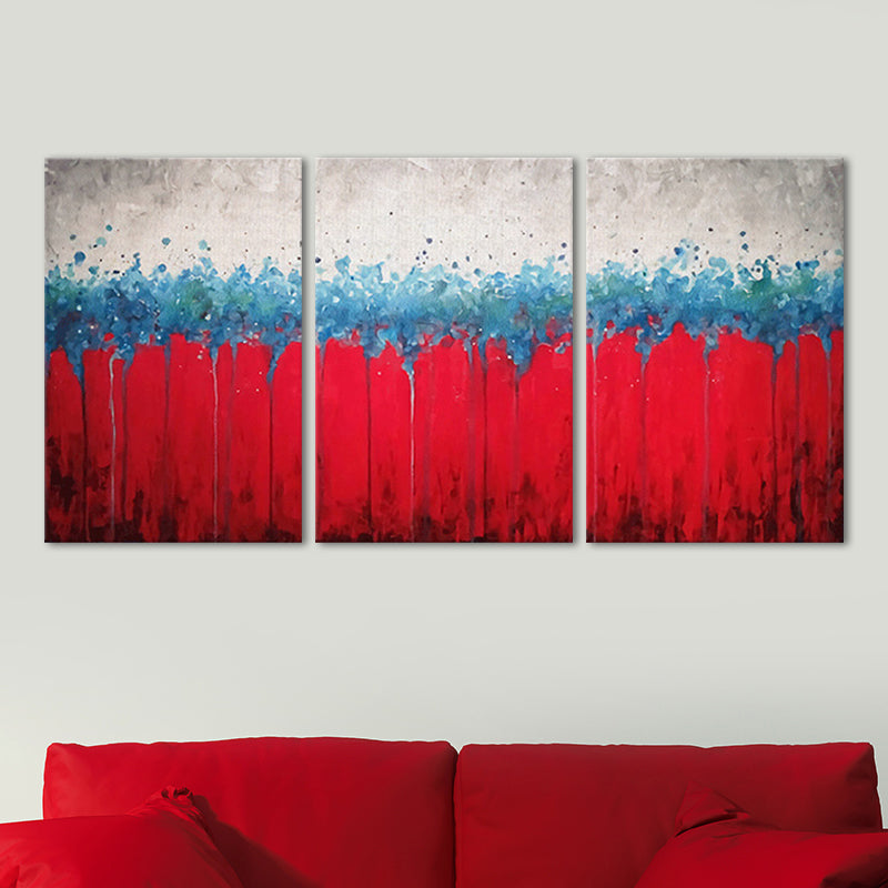 Hand-Printed Abstract Canvas Art Contemporary Textured Wall Decor in Red and Blue Clearhalo 'Art Gallery' 'Canvas Art' 'Contemporary Art Gallery' 'Modern' Arts' 1652653