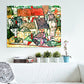 Green Kids Wall Art Decor Egon Schiele Yellow Town Painting Canvas Print for Bedroom Clearhalo 'Art Gallery' 'Canvas Art' 'Kids' Arts' 1652673