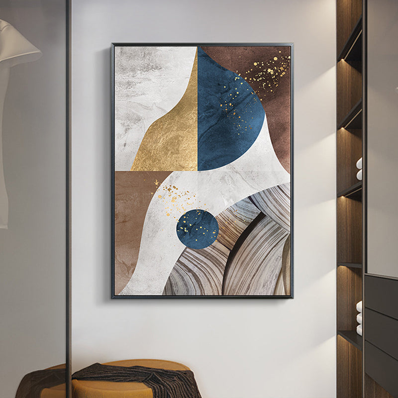 Geometry Canvas Print for Living Room Abstract Wall Art in Dark Color, Textured White Design 2 Clearhalo 'Arts' 'Canvas Art' 1652703