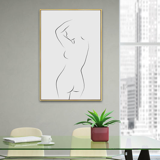Minimalism Style Nude Figure Painting Canvas Textured Gray Wall Print for Playroom Grey Clearhalo 'Art Gallery' 'Canvas Art' 'Contemporary Art Gallery' 'Contemporary Art' 'Minimalism' 'Minimalist Art Gallery' 'Scandinavian' Arts' 1652712