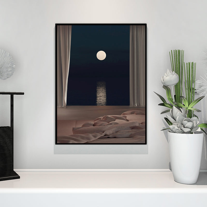 Nordic Landscape Canvas Print Pastel Color Dining Room Wall Art Decor, Multiple Sizes Black Clearhalo 'Arts' 'Canvas Art' 1652720