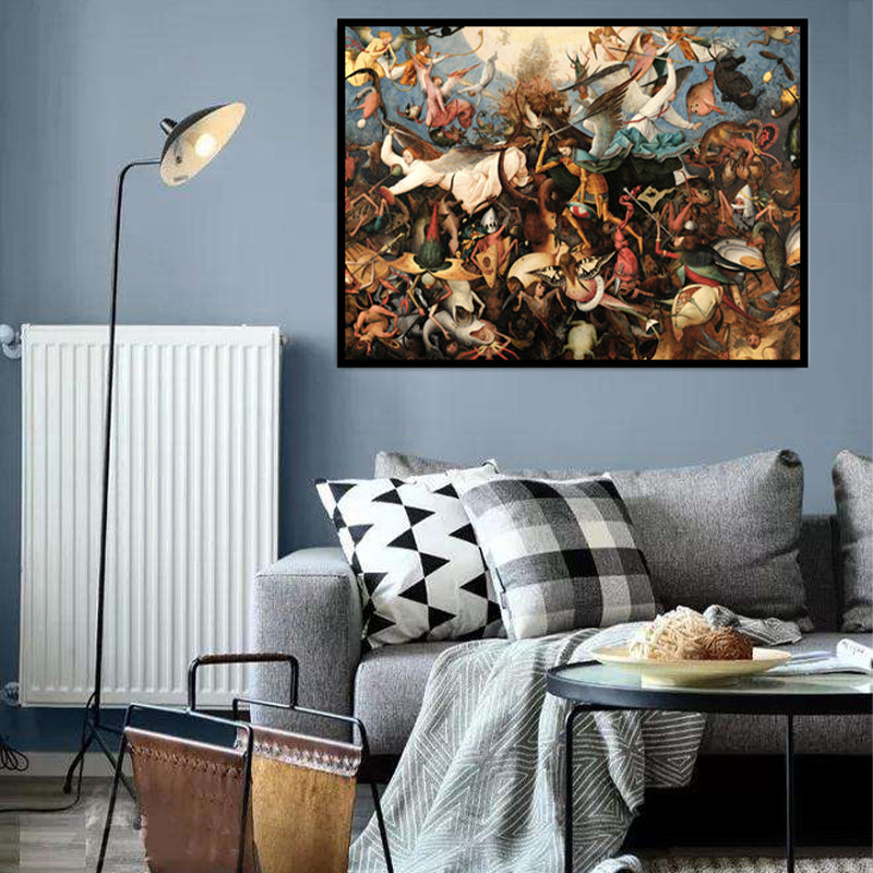Brown Religion Canvas Bruegel Fall of the Rebel Angels Traditional Textured Wall Art Brown Clearhalo 'Arts' 'Canvas Art' 1652751