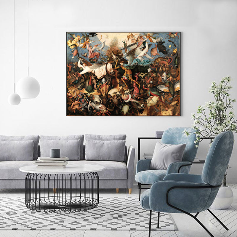 Brown Religion Canvas Bruegel Fall of the Rebel Angels Traditional Textured Wall Art - Clearhalo - 'Arts' - 'Canvas Art' - 1652752