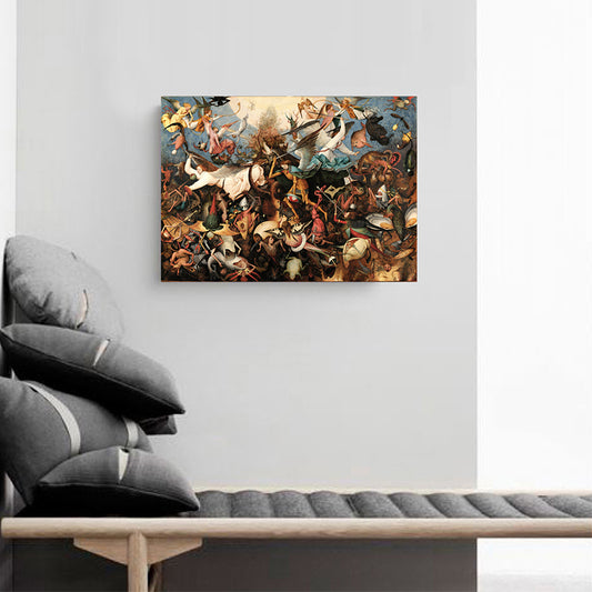 Brown Religion Canvas Bruegel Fall of the Rebel Angels Traditional Textured Wall Art - Clearhalo - 'Arts' - 'Canvas Art' - 1652753