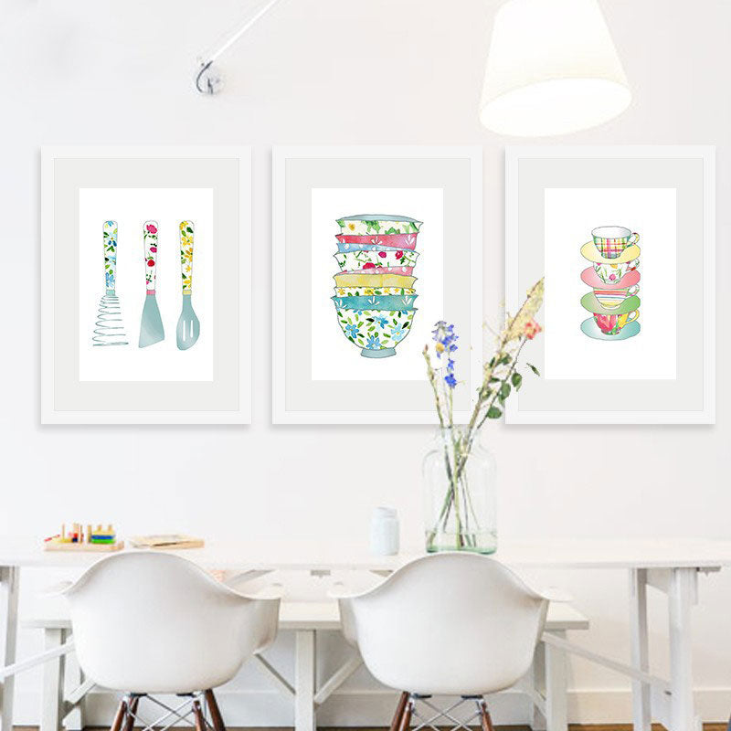 Blue Utensils Canvas Art Kitchenware Nordic Textured Wall Decoration for Dining Room Clearhalo 'Arts' 'Canvas Art' 1652767