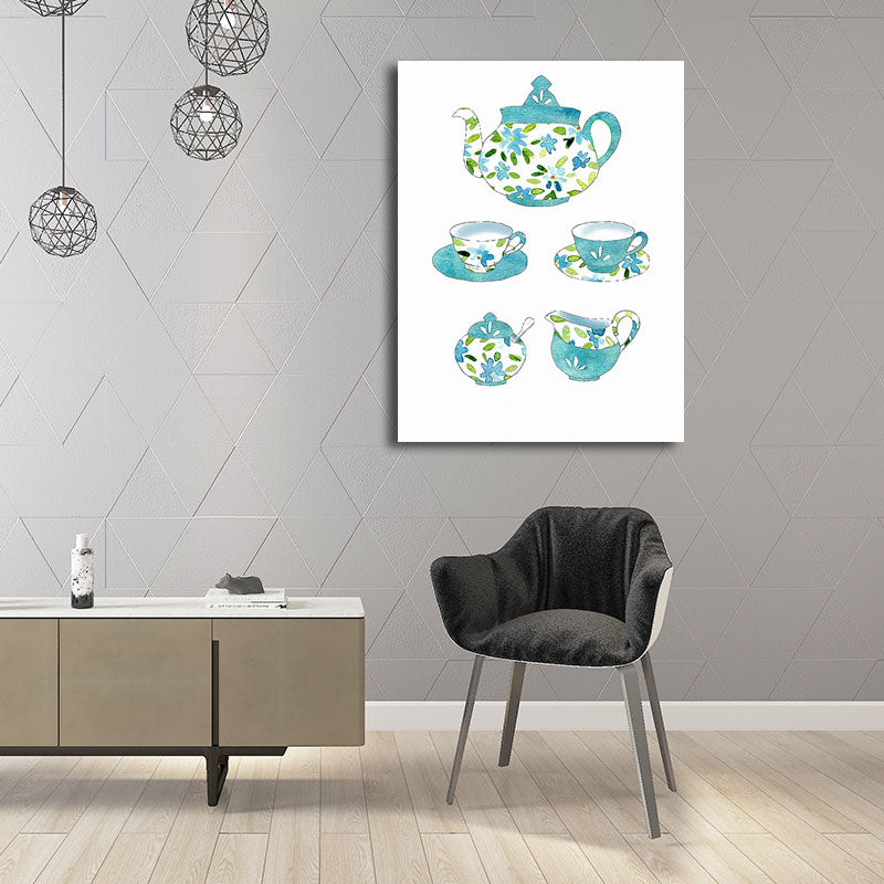 Blue Utensils Canvas Art Kitchenware Nordic Textured Wall Decoration for Dining Room Blue Design 2 Clearhalo 'Arts' 'Canvas Art' 1652777