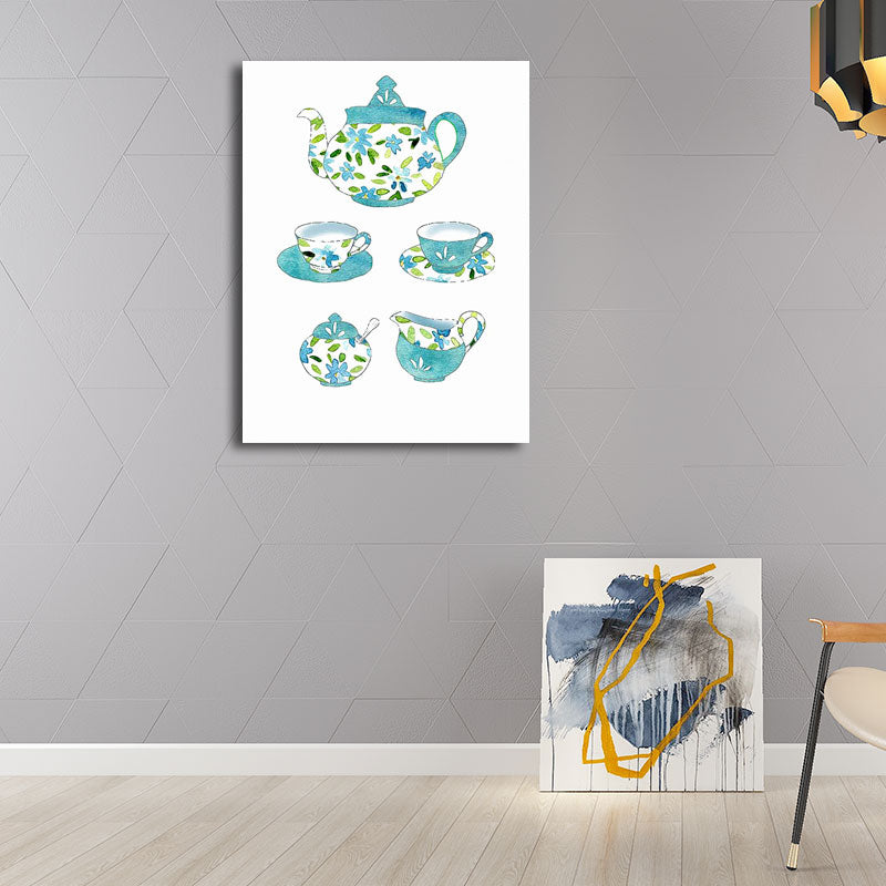 Blue Utensils Canvas Art Kitchenware Nordic Textured Wall Decoration for Dining Room Clearhalo 'Arts' 'Canvas Art' 1652778