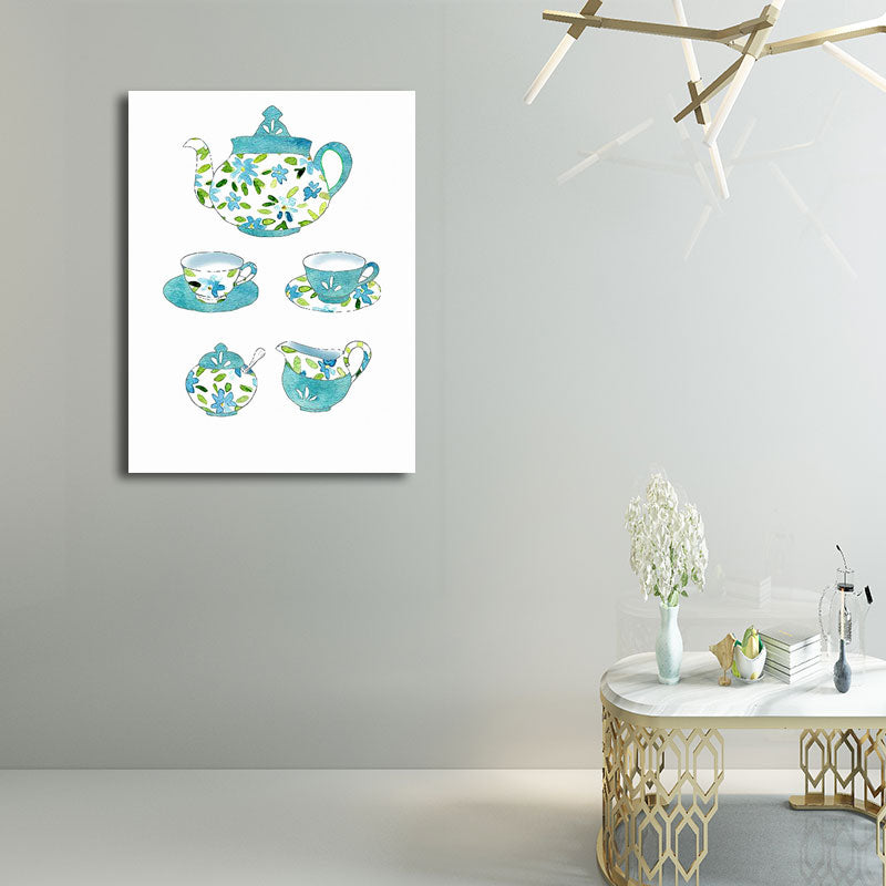 Blue Utensils Canvas Art Kitchenware Nordic Textured Wall Decoration for Dining Room Clearhalo 'Arts' 'Canvas Art' 1652779