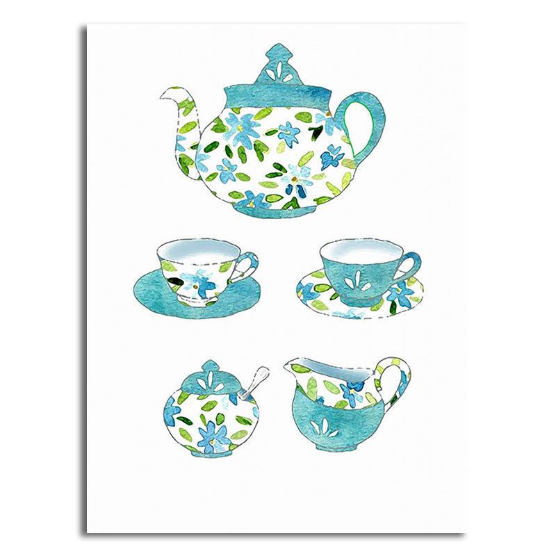 Blue Utensils Canvas Art Kitchenware Nordic Textured Wall Decoration for Dining Room Clearhalo 'Arts' 'Canvas Art' 1652780