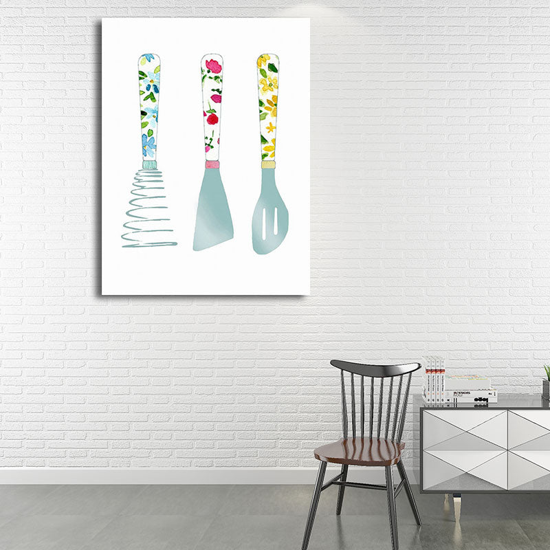 Blue Utensils Canvas Art Kitchenware Nordic Textured Wall Decoration for Dining Room Clearhalo 'Arts' 'Canvas Art' 1652783