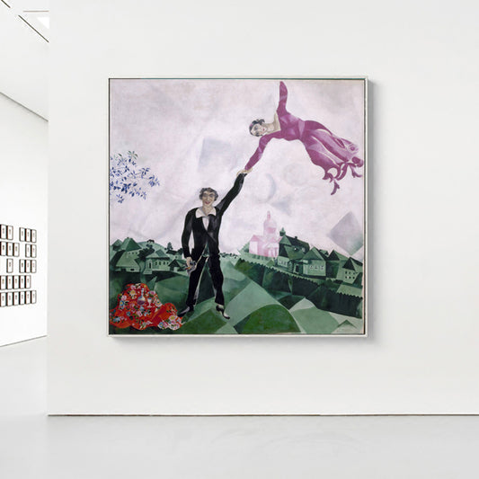 Green Classic Wall Art Marc Chagall the Walk Painting Canvas Print for Bedroom Green Clearhalo 'Art Gallery' 'Canvas Art' 'Kids' Arts' 1652818
