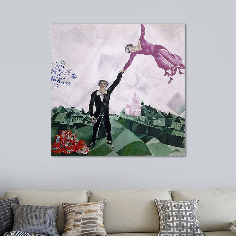 Green Classic Wall Art Marc Chagall the Walk Painting Canvas Print for Bedroom Clearhalo 'Art Gallery' 'Canvas Art' 'Kids' Arts' 1652820