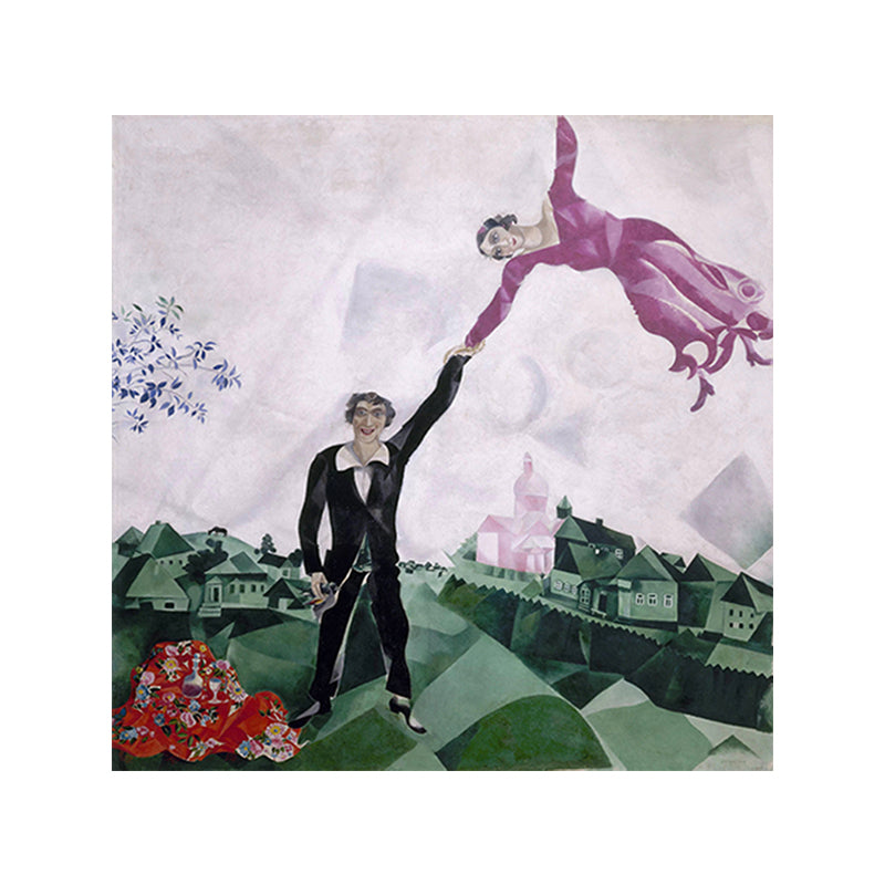 Green Classic Wall Art Marc Chagall the Walk Painting Canvas Print for Bedroom Clearhalo 'Art Gallery' 'Canvas Art' 'Kids' Arts' 1652821