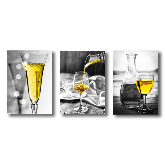 Liquor Wrapped Canvas Home Decor Modern for Dining Room Wall Art Print in Yellow (Set of 3) Clearhalo 'Art Gallery' 'Canvas Art' 'Contemporary Art Gallery' 'Modern' Arts' 1652828