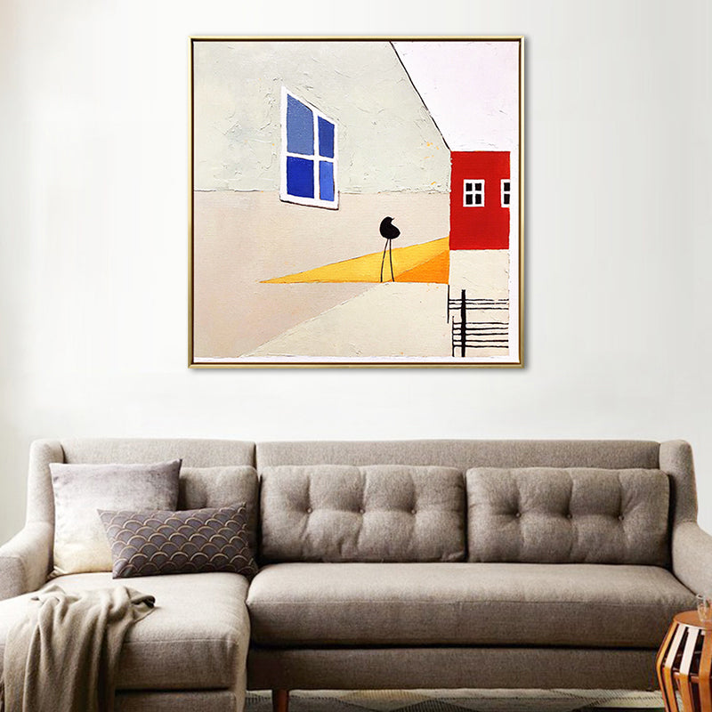 Contemporary Style Geometric Pattern Art in Soft Color Textured Wall Decor for Bathroom Clearhalo 'Art Gallery' 'Canvas Art' 'Contemporary Art Gallery' 'Modern' Arts' 1652840