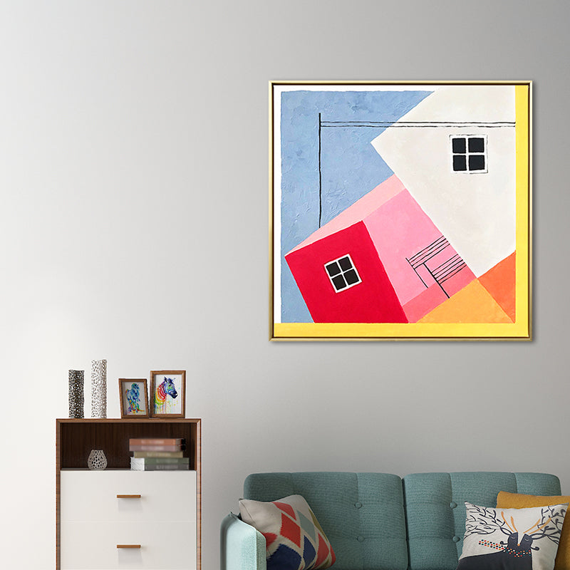 Contemporary Style Geometric Pattern Art in Soft Color Textured Wall Decor for Bathroom Clearhalo 'Art Gallery' 'Canvas Art' 'Contemporary Art Gallery' 'Modern' Arts' 1652847