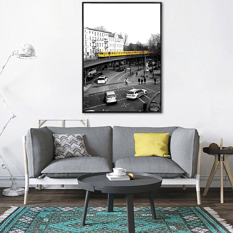 Grey City Traffic Canvas Print Decorative Wall Art Decor for Living Room, Multiple Sizes Clearhalo 'Art Gallery' 'Canvas Art' 'Contemporary Art Gallery' 'Modern' Arts' 1652851