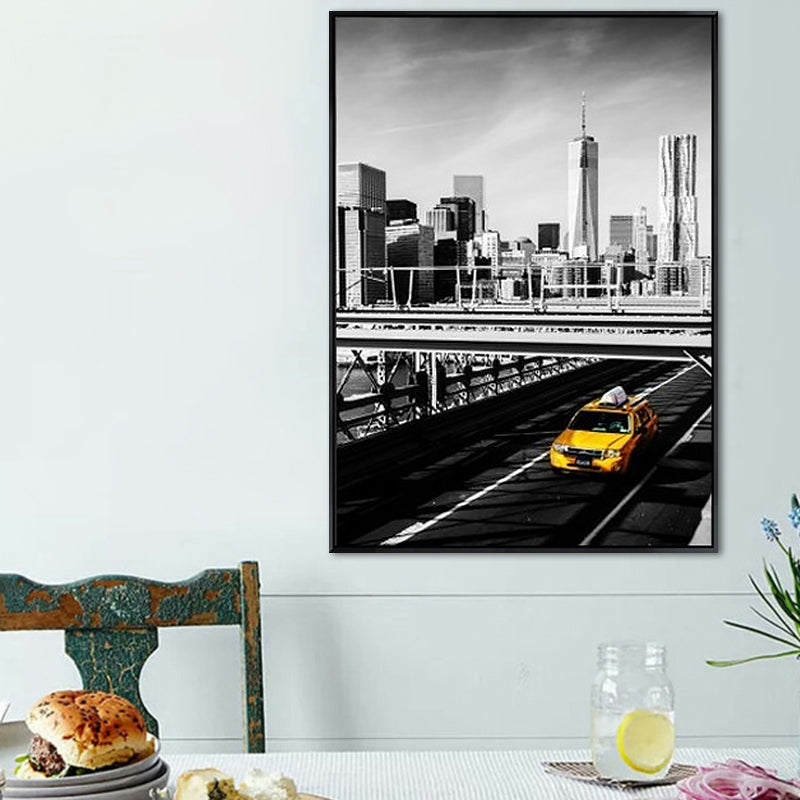 Grey City Traffic Canvas Print Decorative Wall Art Decor for Living Room, Multiple Sizes Grey Design 2 Clearhalo 'Art Gallery' 'Canvas Art' 'Contemporary Art Gallery' 'Modern' Arts' 1652857