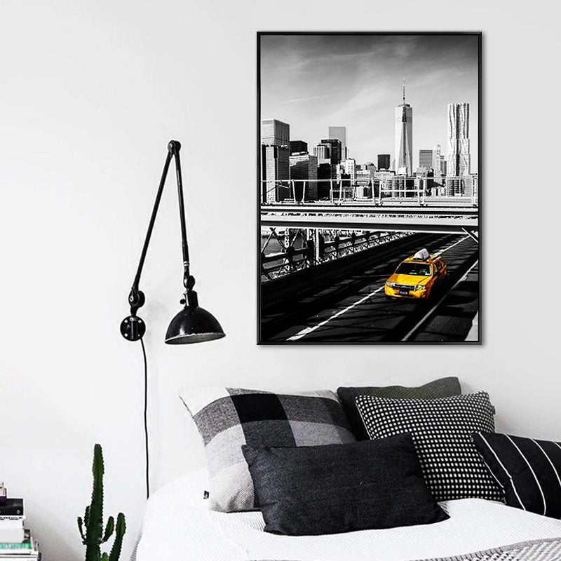 Grey City Traffic Canvas Print Decorative Wall Art Decor for Living Room, Multiple Sizes Clearhalo 'Art Gallery' 'Canvas Art' 'Contemporary Art Gallery' 'Modern' Arts' 1652858