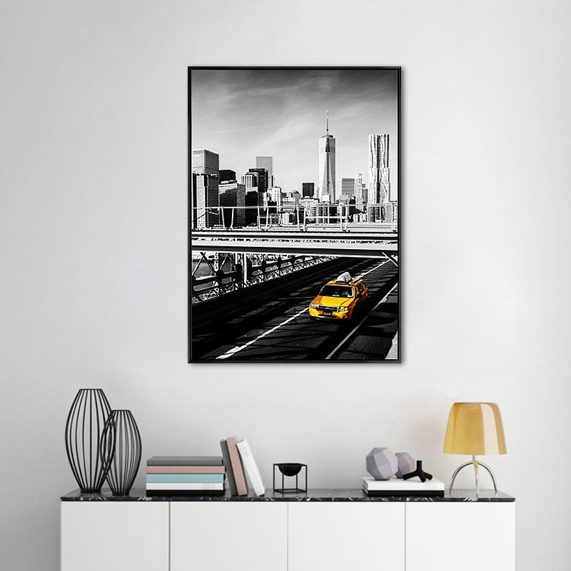 Grey City Traffic Canvas Print Decorative Wall Art Decor for Living Room, Multiple Sizes Clearhalo 'Art Gallery' 'Canvas Art' 'Contemporary Art Gallery' 'Modern' Arts' 1652859