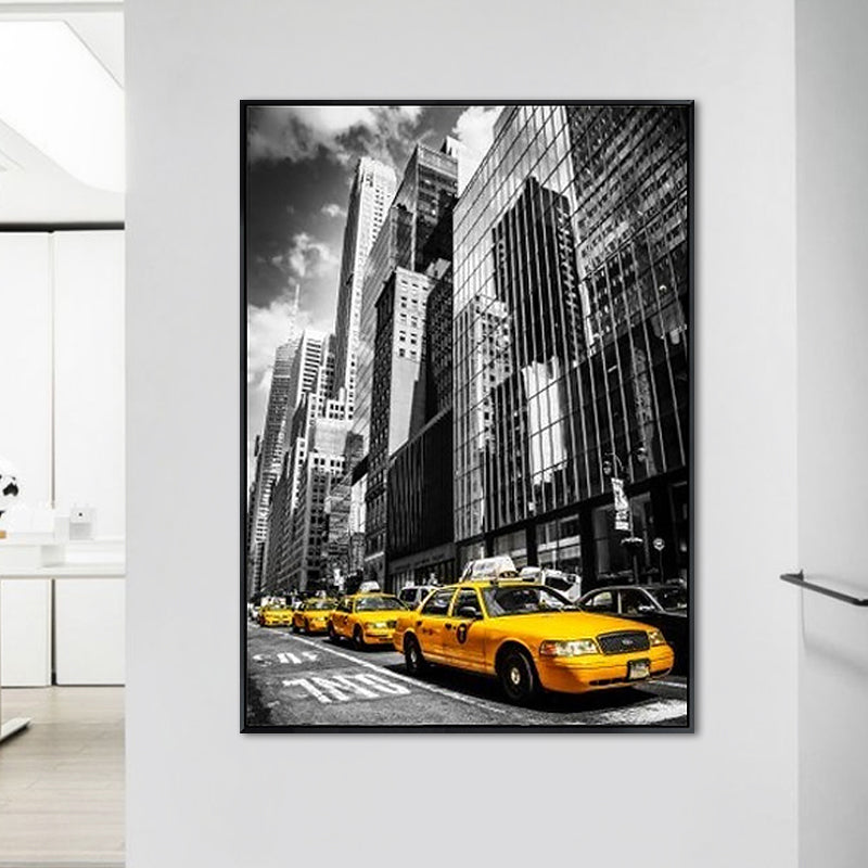 Grey City Traffic Canvas Print Decorative Wall Art Decor for Living Room, Multiple Sizes Clearhalo 'Art Gallery' 'Canvas Art' 'Contemporary Art Gallery' 'Modern' Arts' 1652863