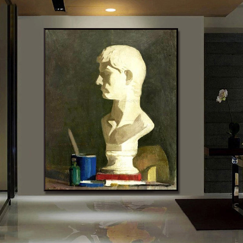 Oil Painting Traditional Canvas Male Sculpture in White, Multiple Sizes Available Clearhalo 'Art Gallery' 'Canvas Art' 'Traditional' Arts' 1652885