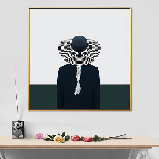Grey Fashion Lady Square Canvas Wall Art Print for Guest Room, Multiple Size Options Grey Design 1 Clearhalo 'Art Gallery' 'Canvas Art' 'Contemporary Art Gallery' 'Modern' Arts' 1652890