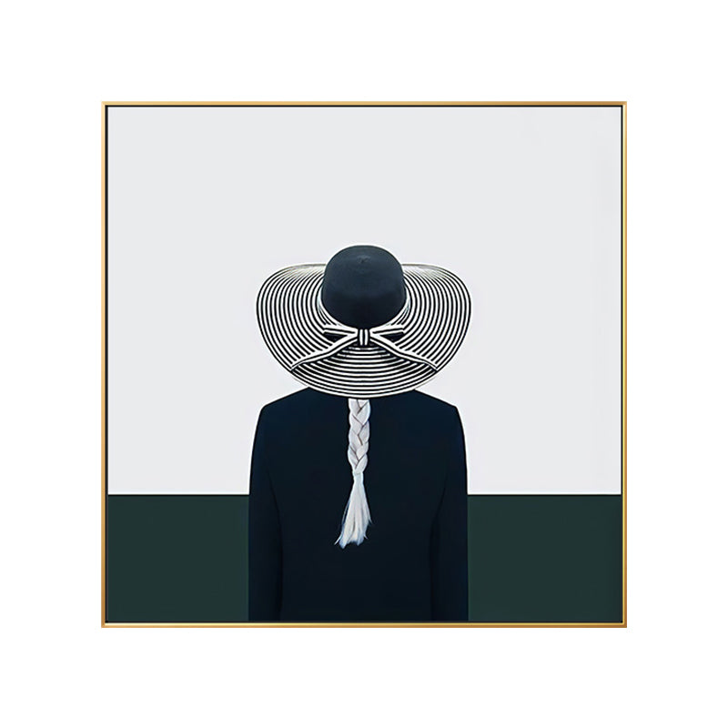 Grey Fashion Lady Square Canvas Wall Art Print for Guest Room, Multiple Size Options Clearhalo 'Art Gallery' 'Canvas Art' 'Contemporary Art Gallery' 'Modern' Arts' 1652893