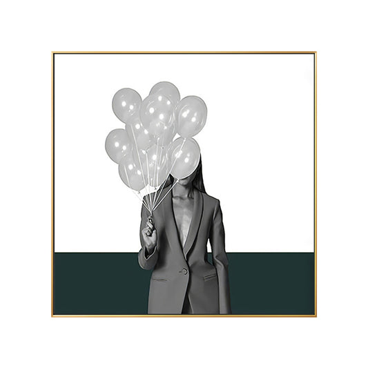 Grey Fashion Lady Square Canvas Wall Art Print for Guest Room, Multiple Size Options Clearhalo 'Art Gallery' 'Canvas Art' 'Contemporary Art Gallery' 'Modern' Arts' 1652900