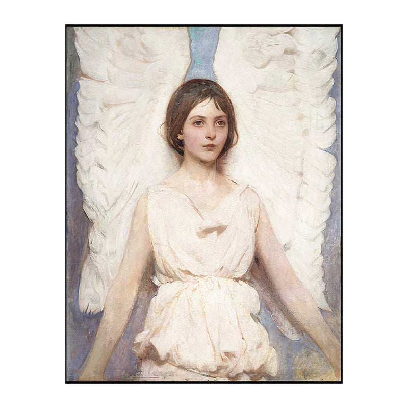 World Culture Winged Maiden Canvas Playroom Wall Art Print in White, Multiple Sizes Clearhalo 'Arts' 'Canvas Art' 1652926