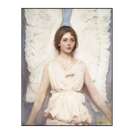 World Culture Winged Maiden Canvas Playroom Wall Art Print in White, Multiple Sizes