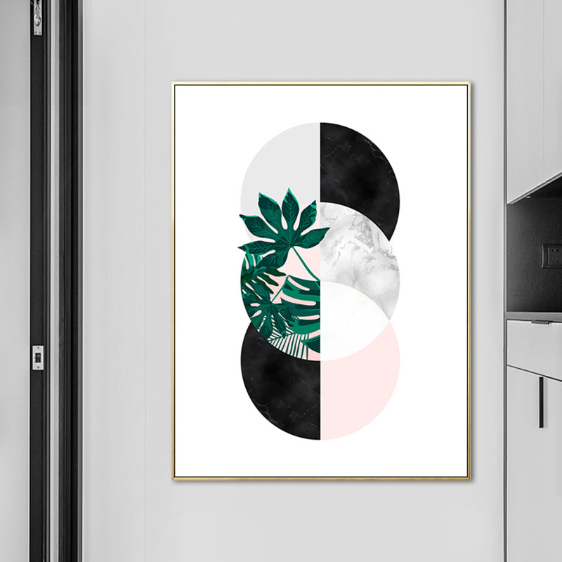 Nordic Botany and Globe Painting White Wrapped Canvas for Living Room, Multiple Sizes Available White Clearhalo 'Arts' 'Canvas Art' 1652981