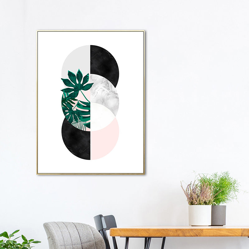 Nordic Botany and Globe Painting White Wrapped Canvas for Living Room, Multiple Sizes Available Clearhalo 'Arts' 'Canvas Art' 1652983