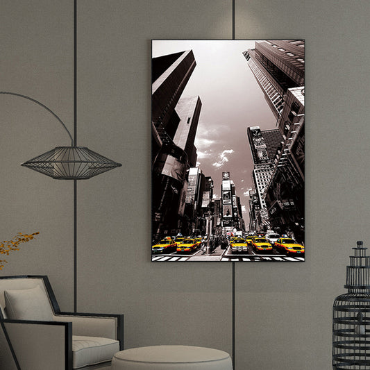 City Street View Skyscrapers Art Print Modernism Canvas Wall Decoration in Black Clearhalo 'Art Gallery' 'Canvas Art' 'Contemporary Art Gallery' 'Modern' Arts' 1652990
